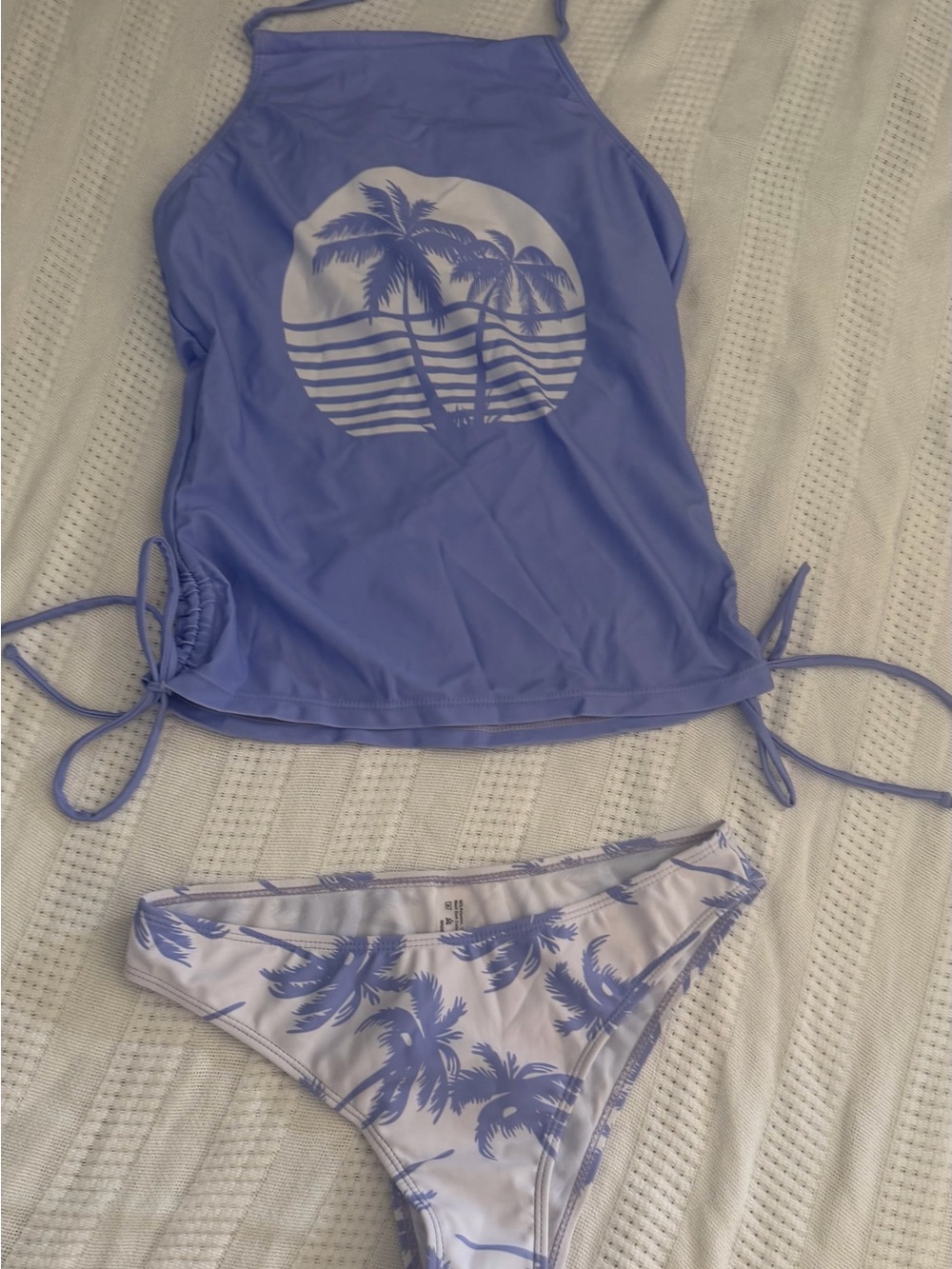 Purple Palm Print Two-Piece Swim Set